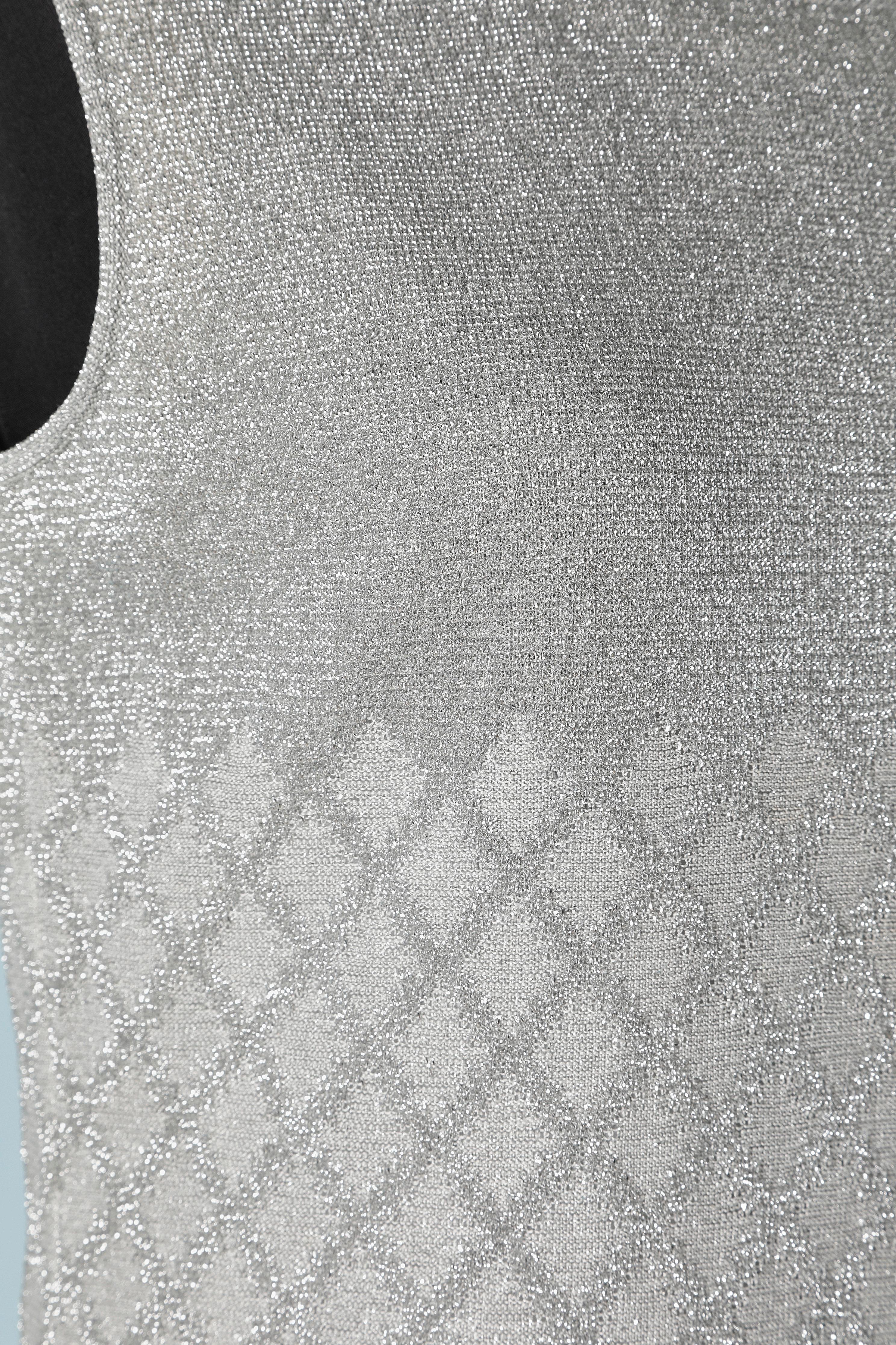 Silbernes Lurex-Jersey-Kleid mit Rautenmuster Pierre Balmain „Les tricots“  im Zustand „Hervorragend“ im Angebot in Saint-Ouen-Sur-Seine, FR