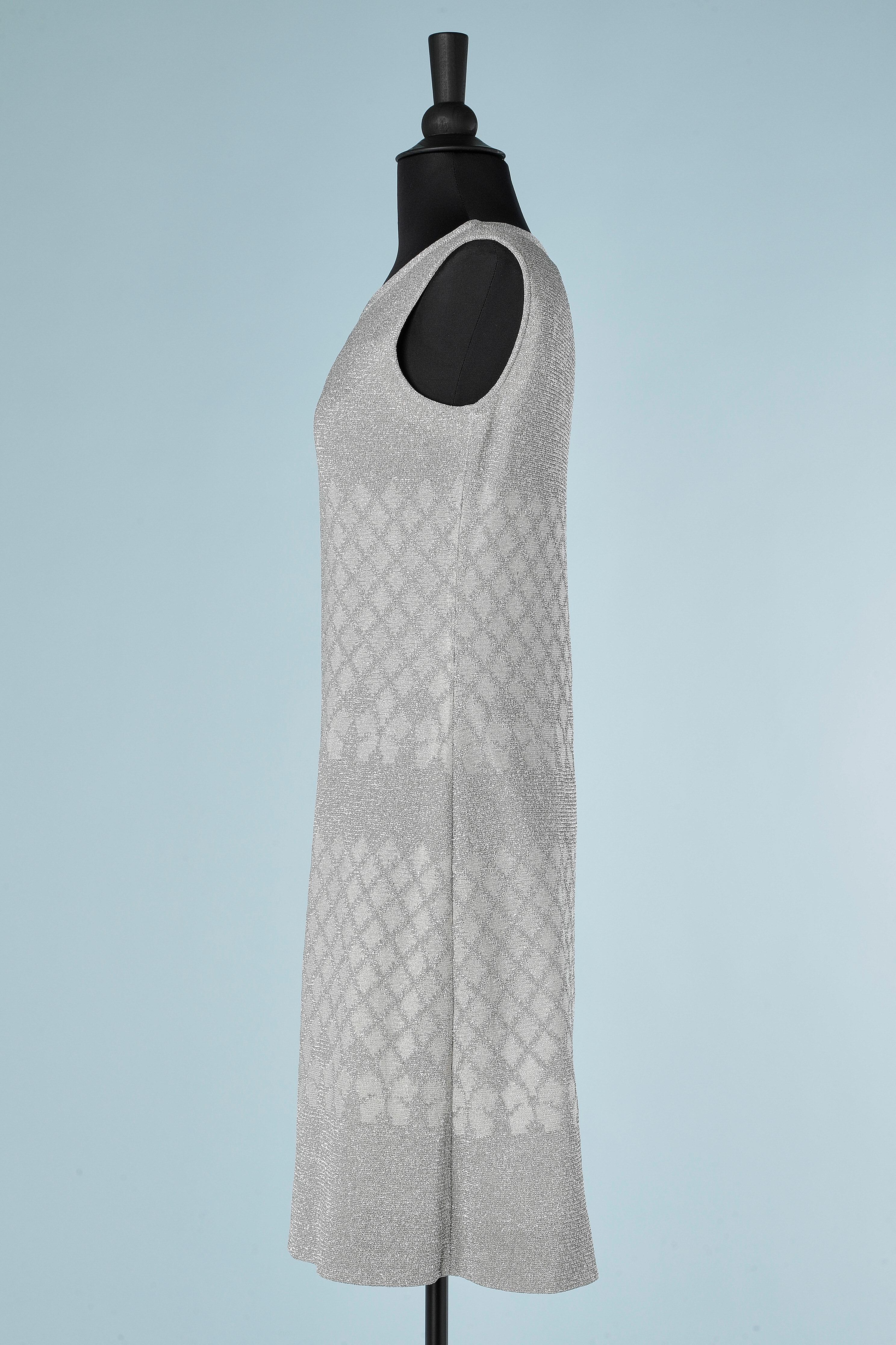 Silbernes Lurex-Jersey-Kleid mit Rautenmuster Pierre Balmain „Les tricots“  Damen im Angebot