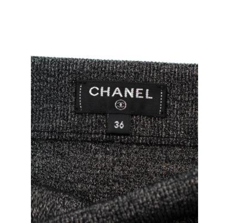 Chanel - Top impreziosito in maglia stretch in lurex argento - XS in vendita 2