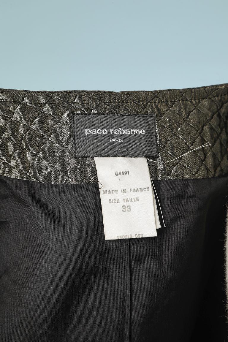 Silver lurex top-stitched skirt suit Paco Rabanne  For Sale 2