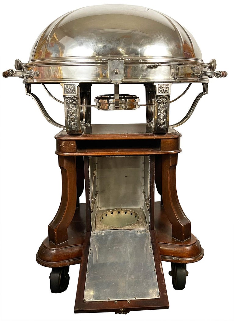 Silver and Mahogany Serving Cart For Sale at 1stDibs
