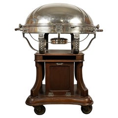 Antique Silver & Mahogany Serving Cart