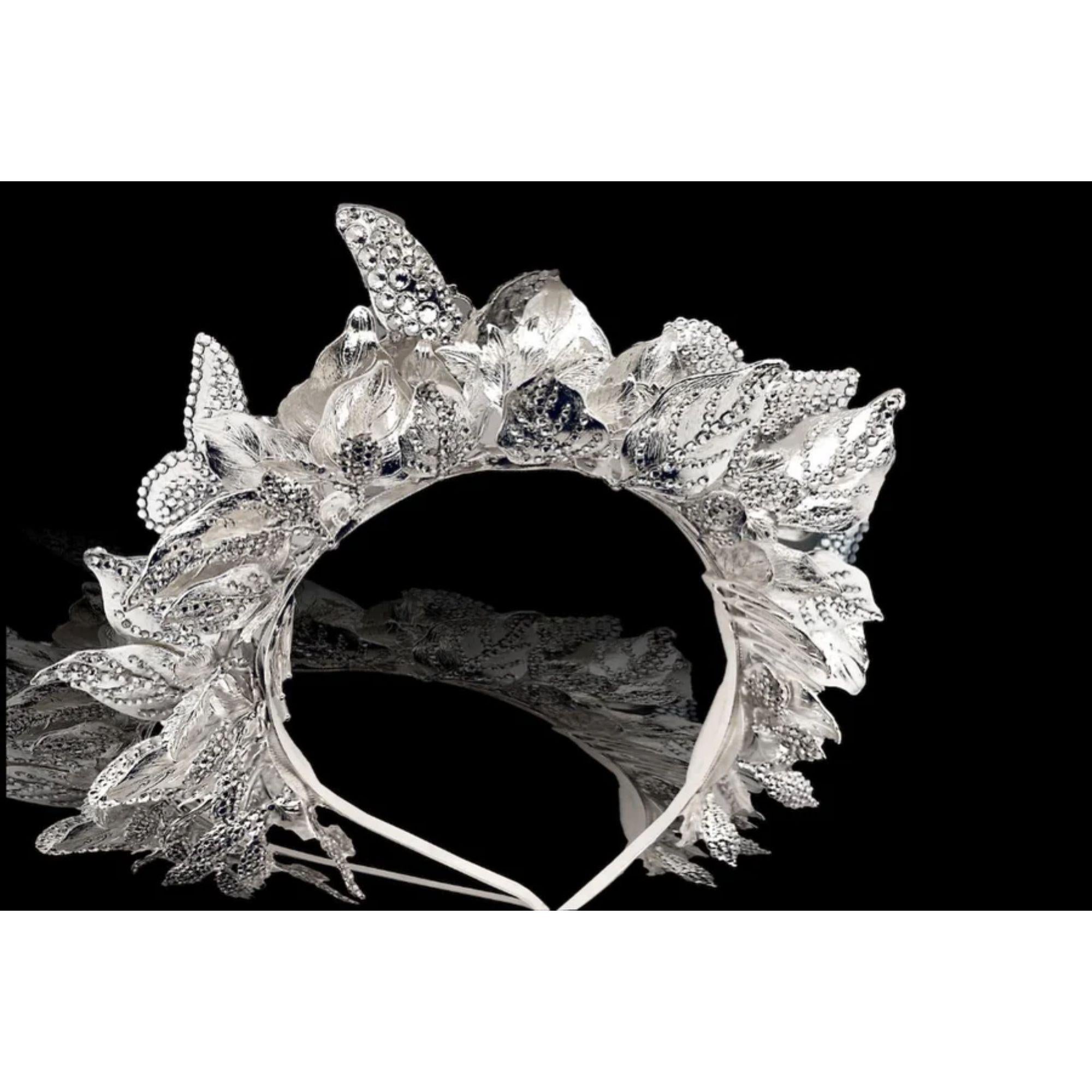 Silver Mariah Butterfly Headpiece in Silver Finish In New Condition For Sale In Miami Beach, FL
