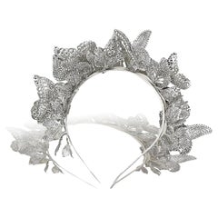 Silver Mariah Butterfly Headpiece in Silver Finish