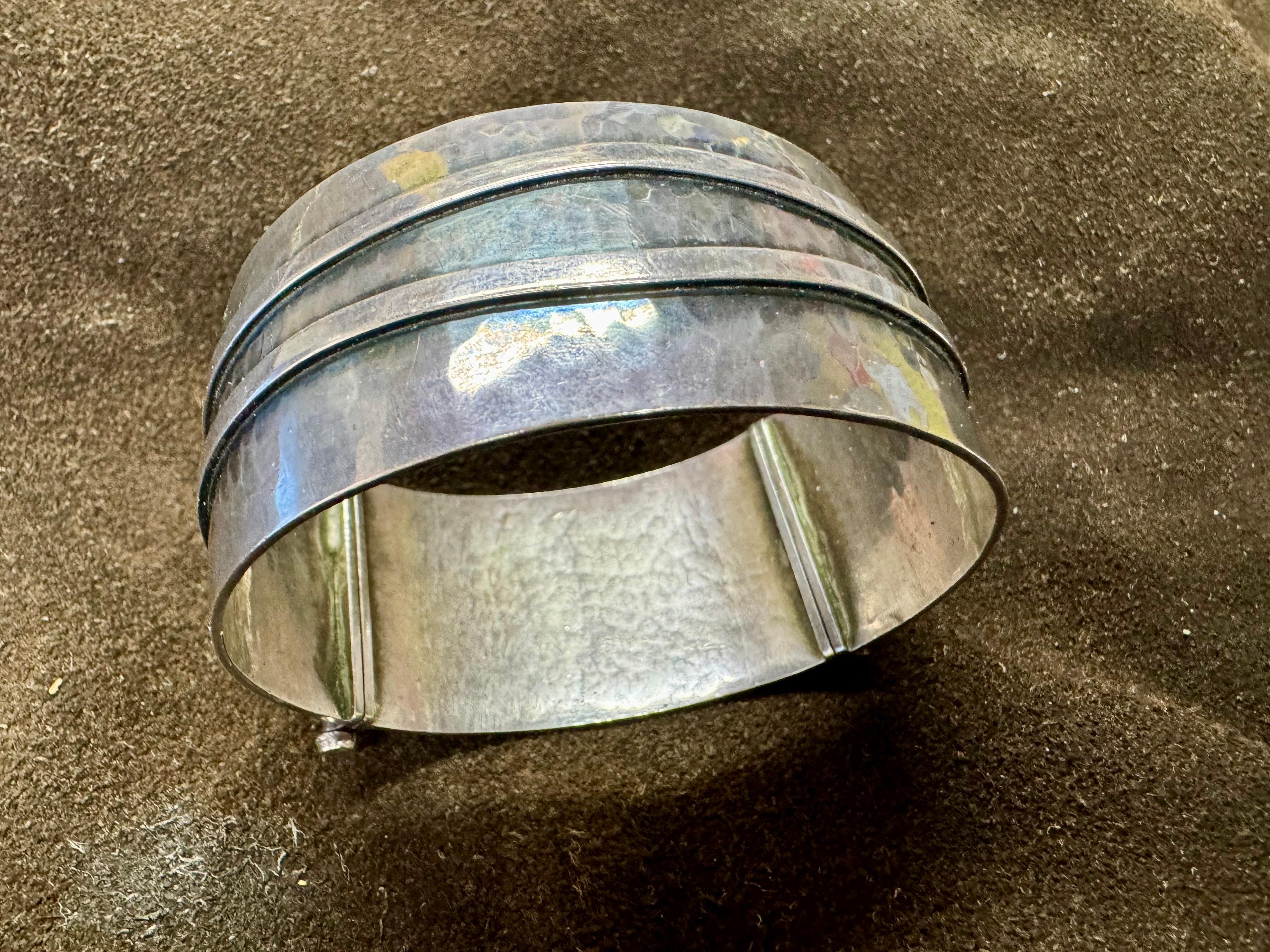 Modernist Silver Massive Bracelet 1963 Made in 1963 in Tampere Finland. For Sale