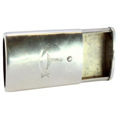 Silver matchbox with monogram engraving and slide opening system Silver matchbox with monogram engraving and slide opening system