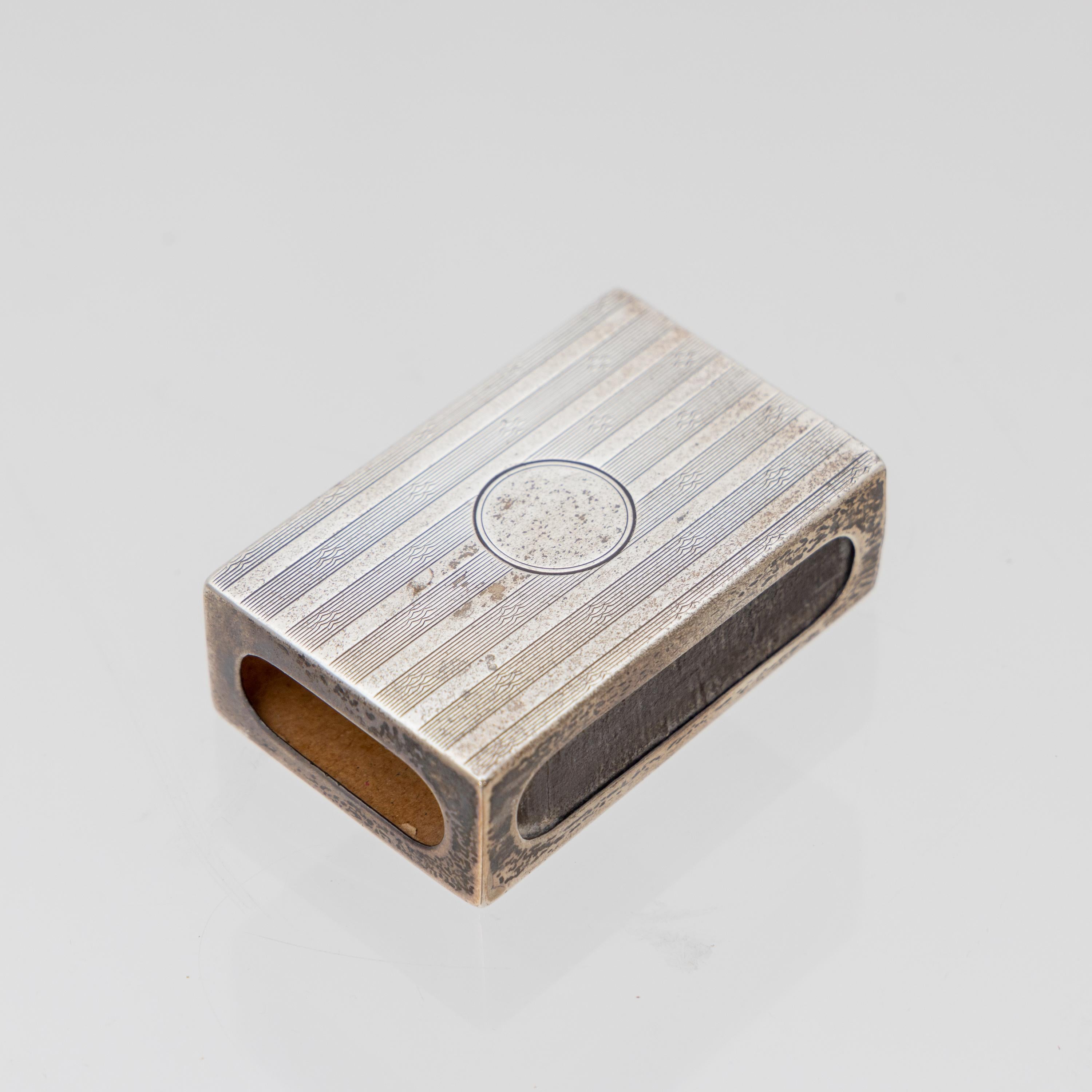 Early 20th Century Silver Matchstick Cover, England 1912