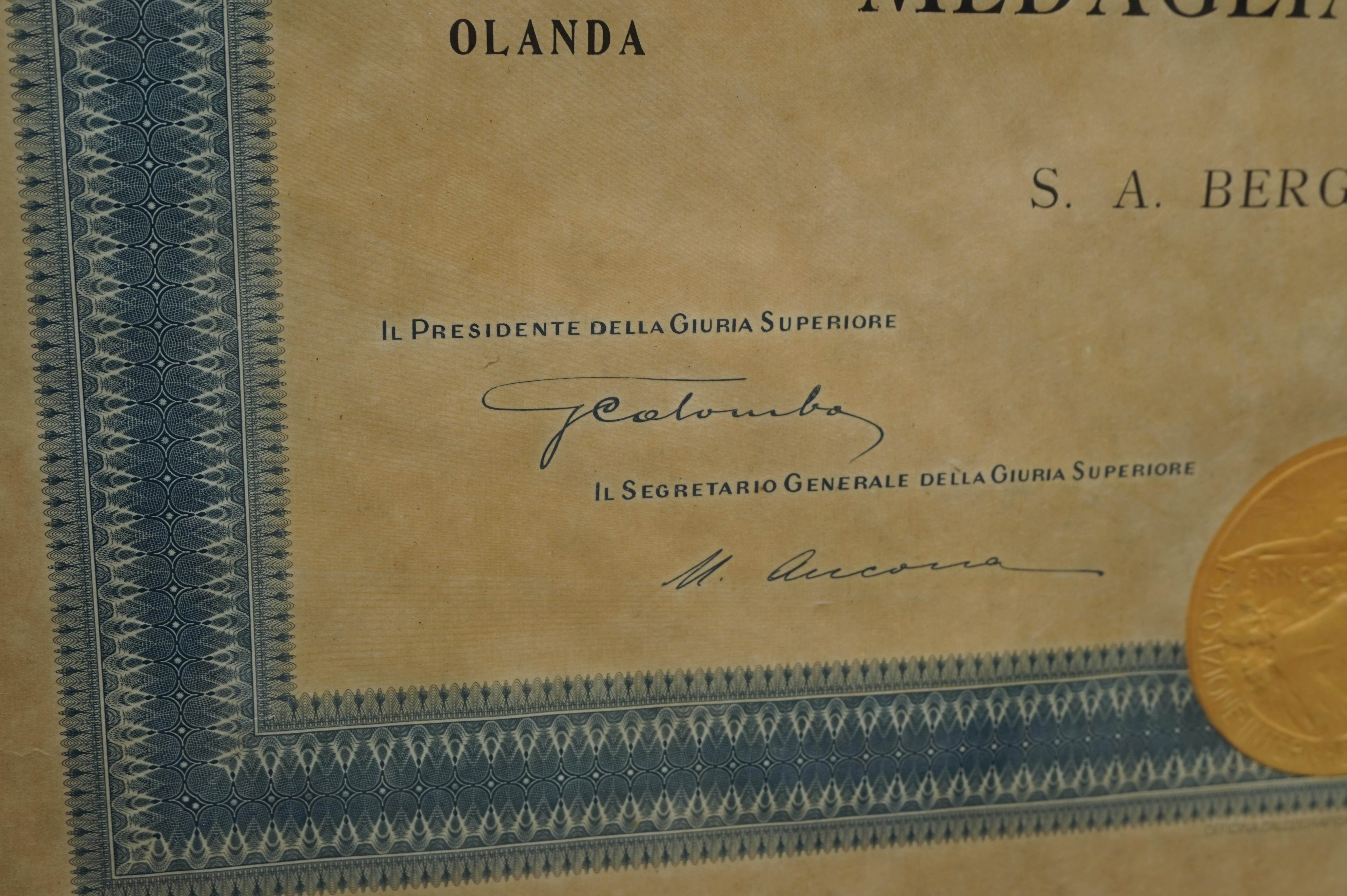 Document de la médaille d'argent de l'exposition universelle de Milan 1906 dans un cadre Arts and Crafts en vente 4