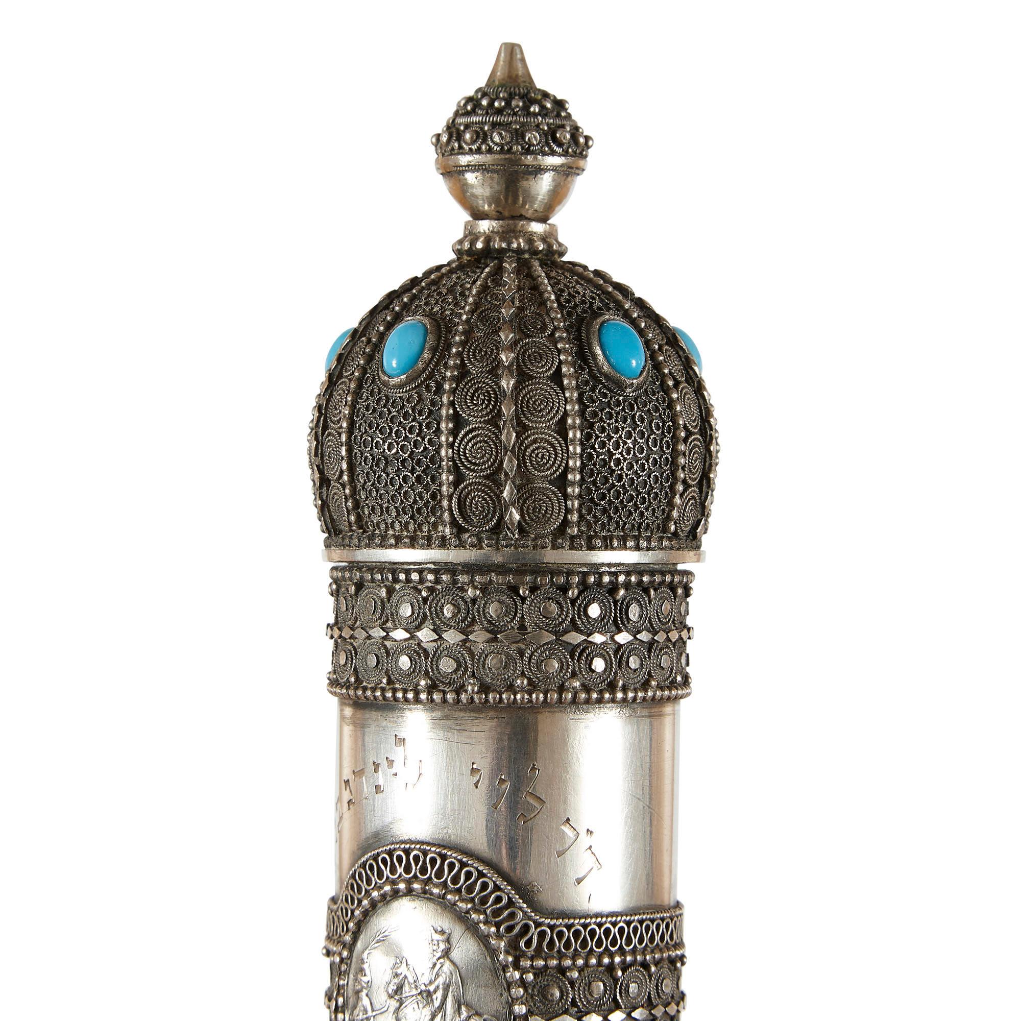 Palestinian Silver Megillah with Filigree Work by Bezalel Academy For Sale