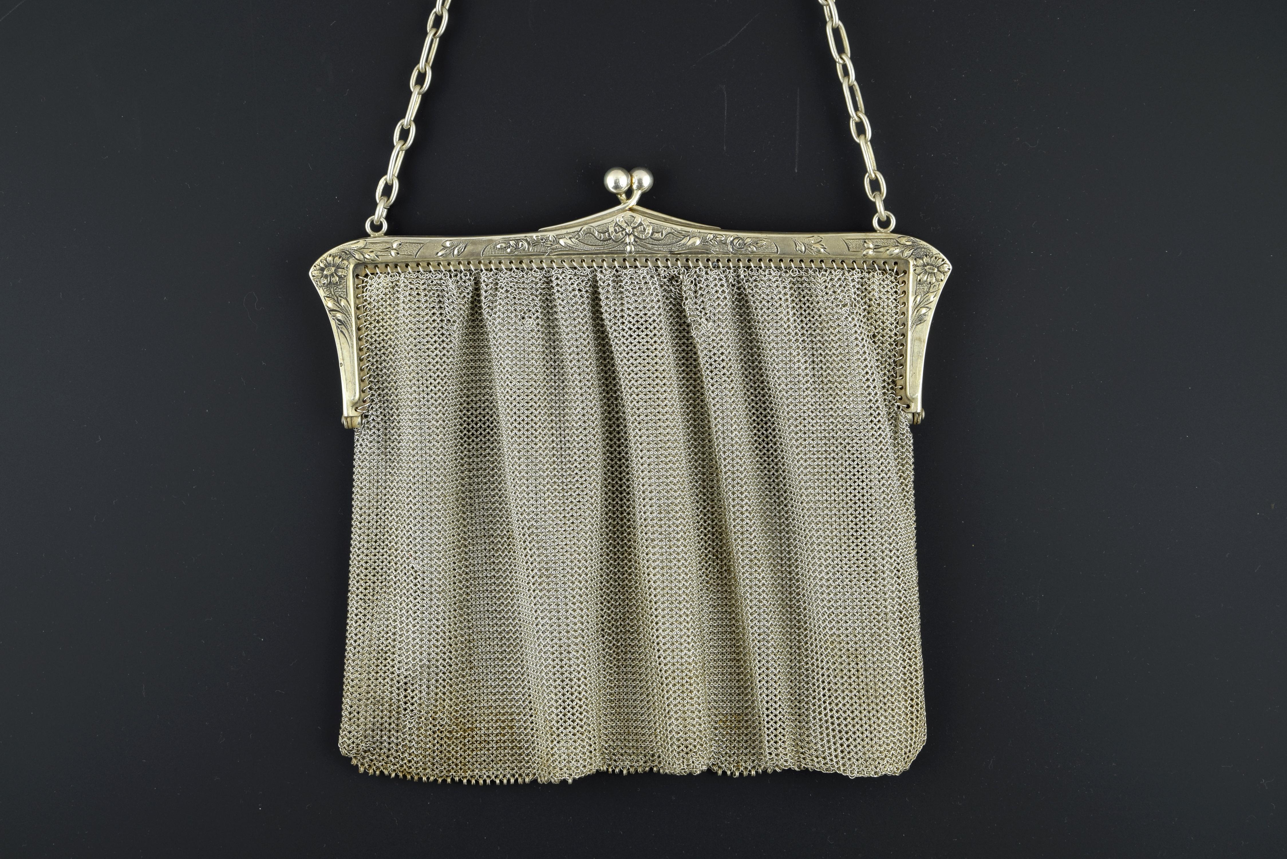 Silberne Mesh-Tasche aus Silber, 19. Jahrhundert (Neoklassisch)