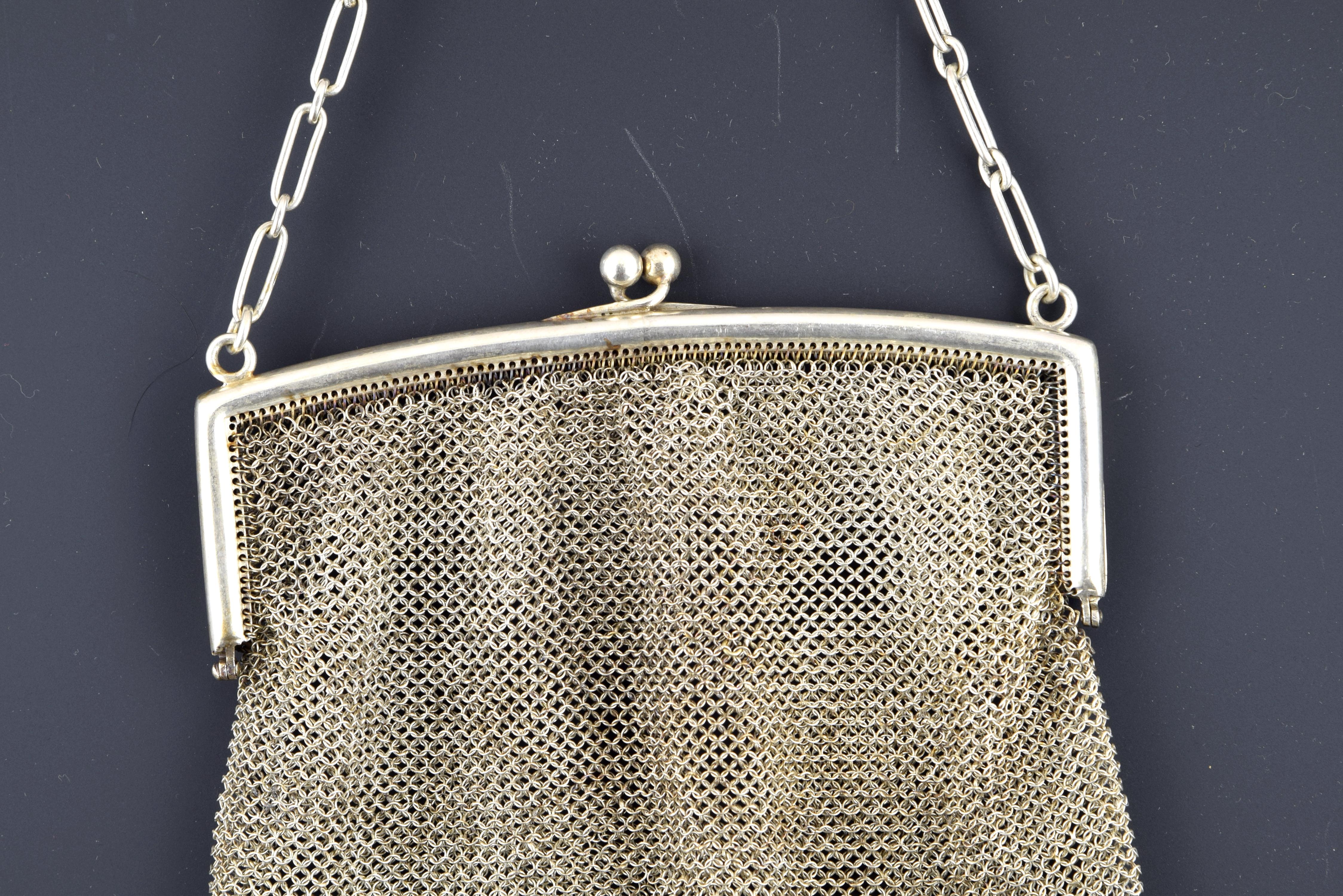 Neoclassical Silver Mesh Bag, 19th Century For Sale