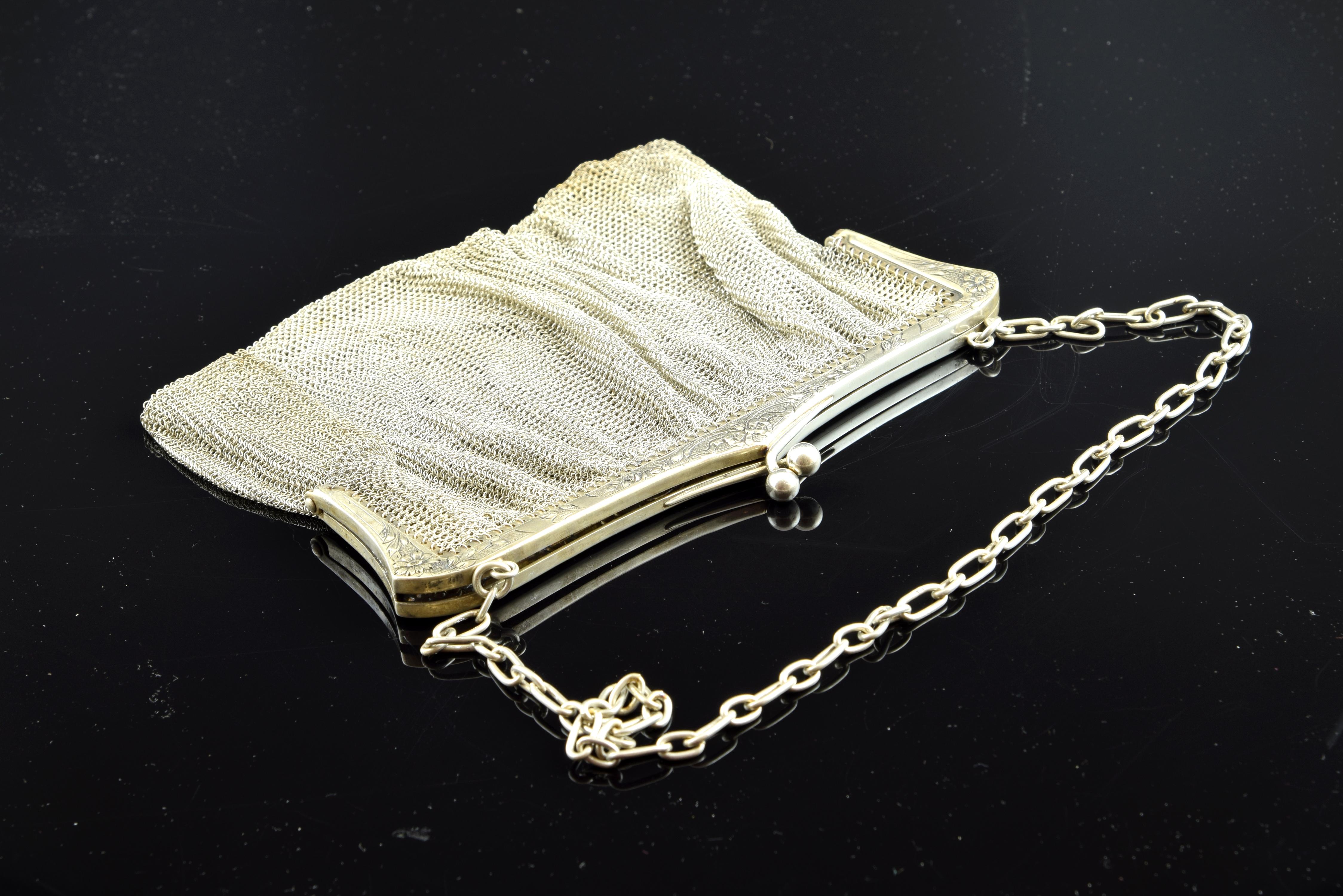 Silberne Mesh-Tasche aus Silber, 19. Jahrhundert 1