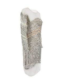 Silver Mesh Panel Sequin Dress Size M