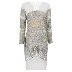 Silver Mesh Panel Sequin Dress Size M
