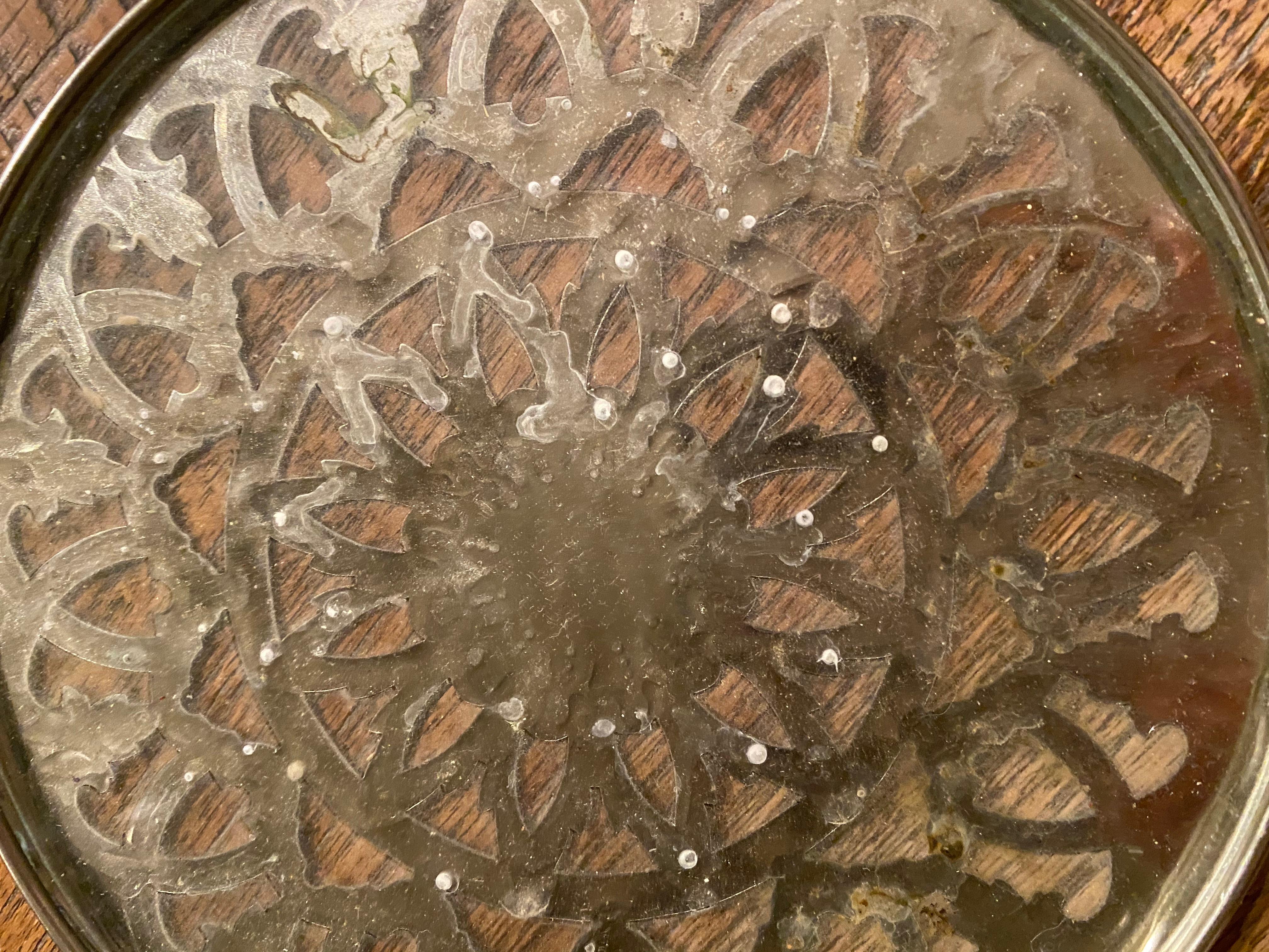 Victorian Silver Metal and Glass Trivet