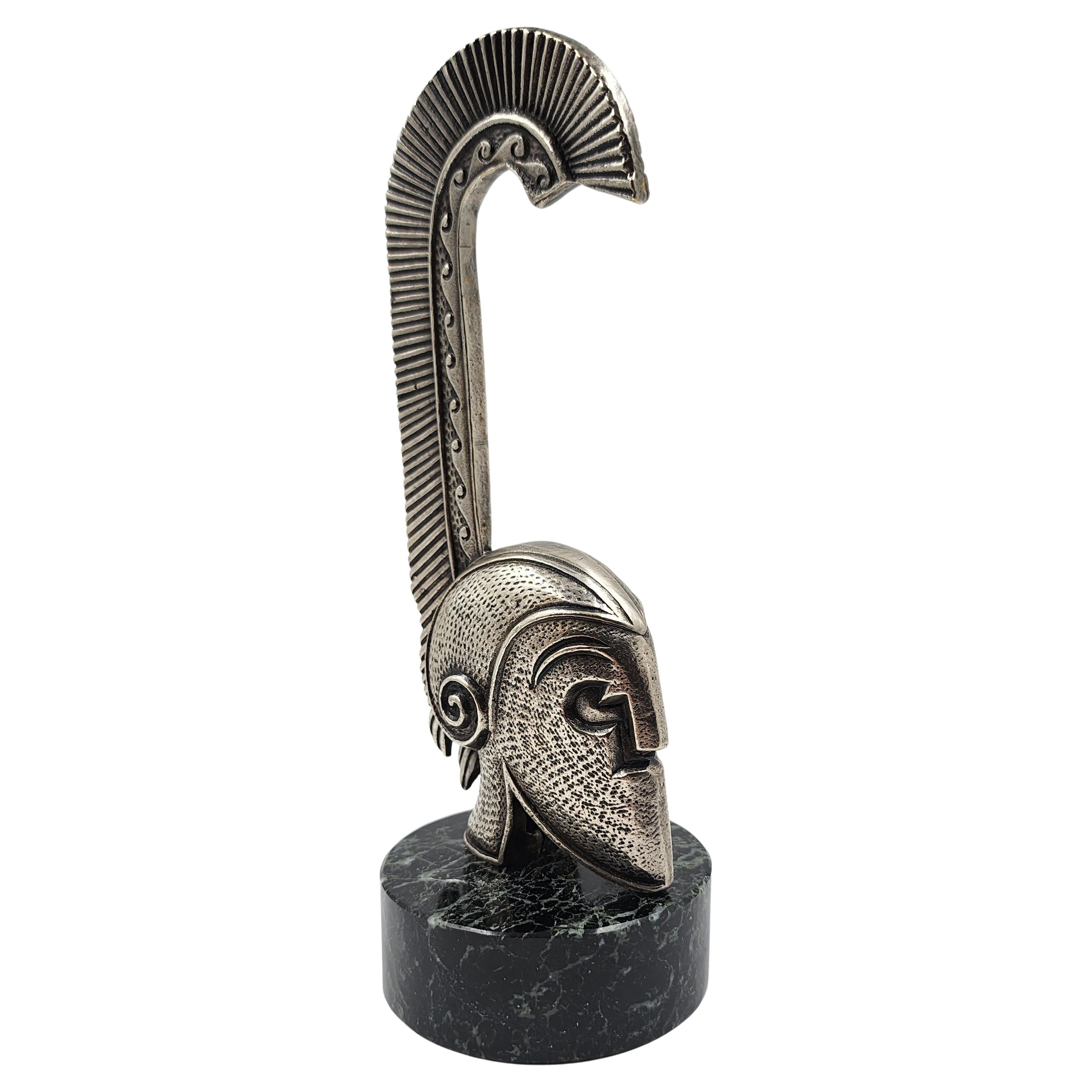 Silver metal Art Deco Car Mascot "Spartan Head"