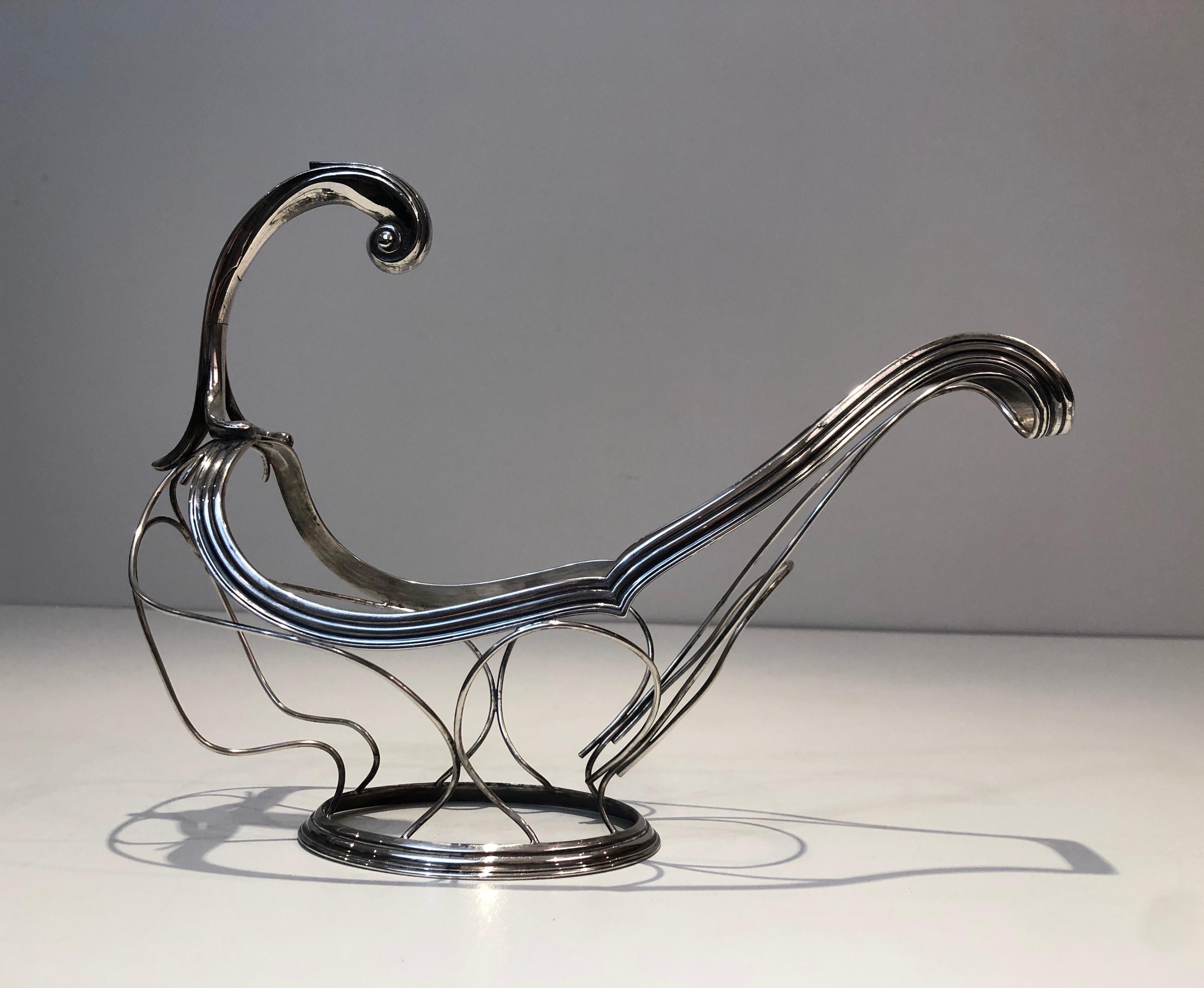 Portabotellas de metal plateado, francés, circa 1930 en venta 8