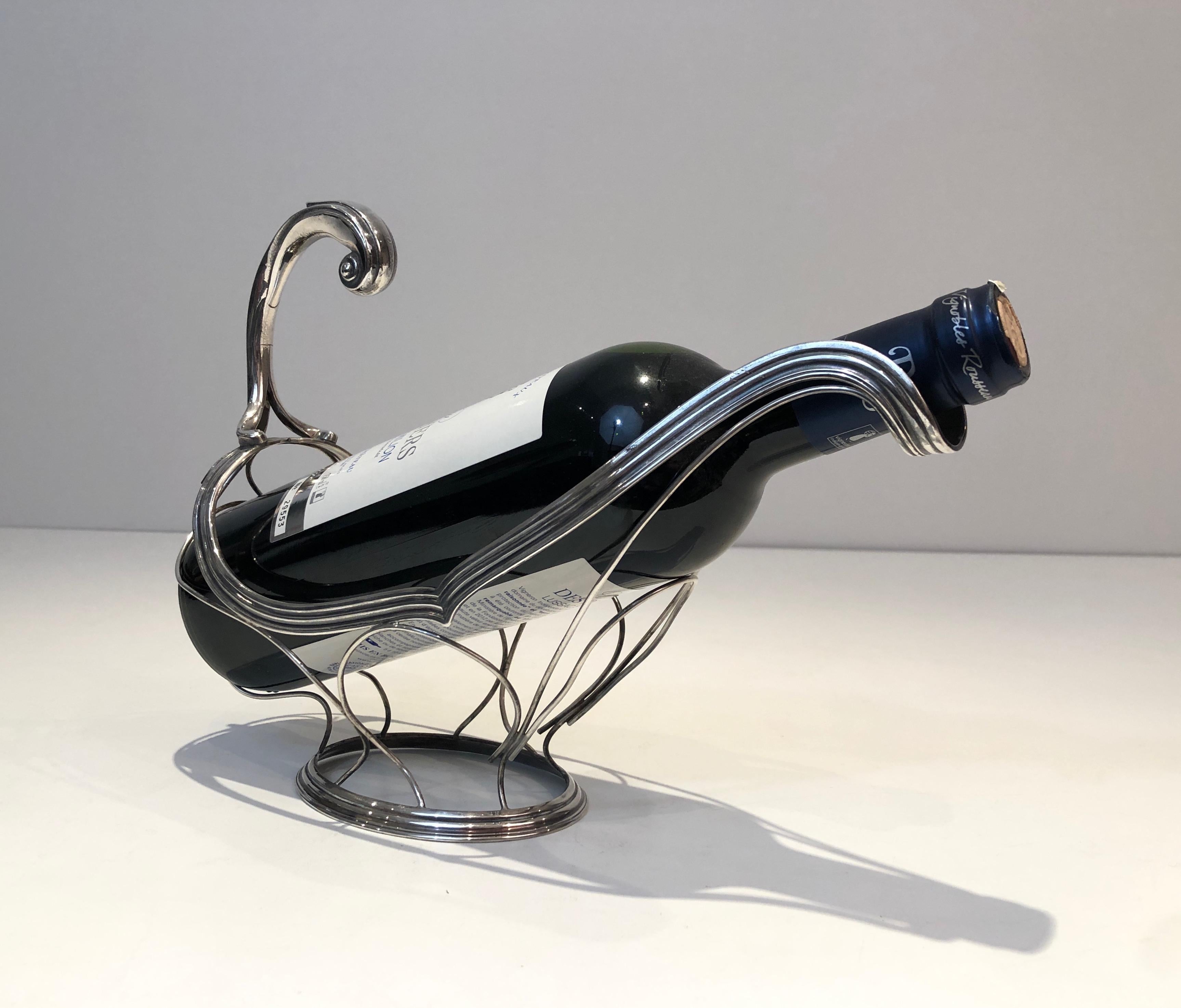 Silver Metal Bottle Holder, French, Circa 1930 In Good Condition For Sale In Marcq-en-Barœul, Hauts-de-France