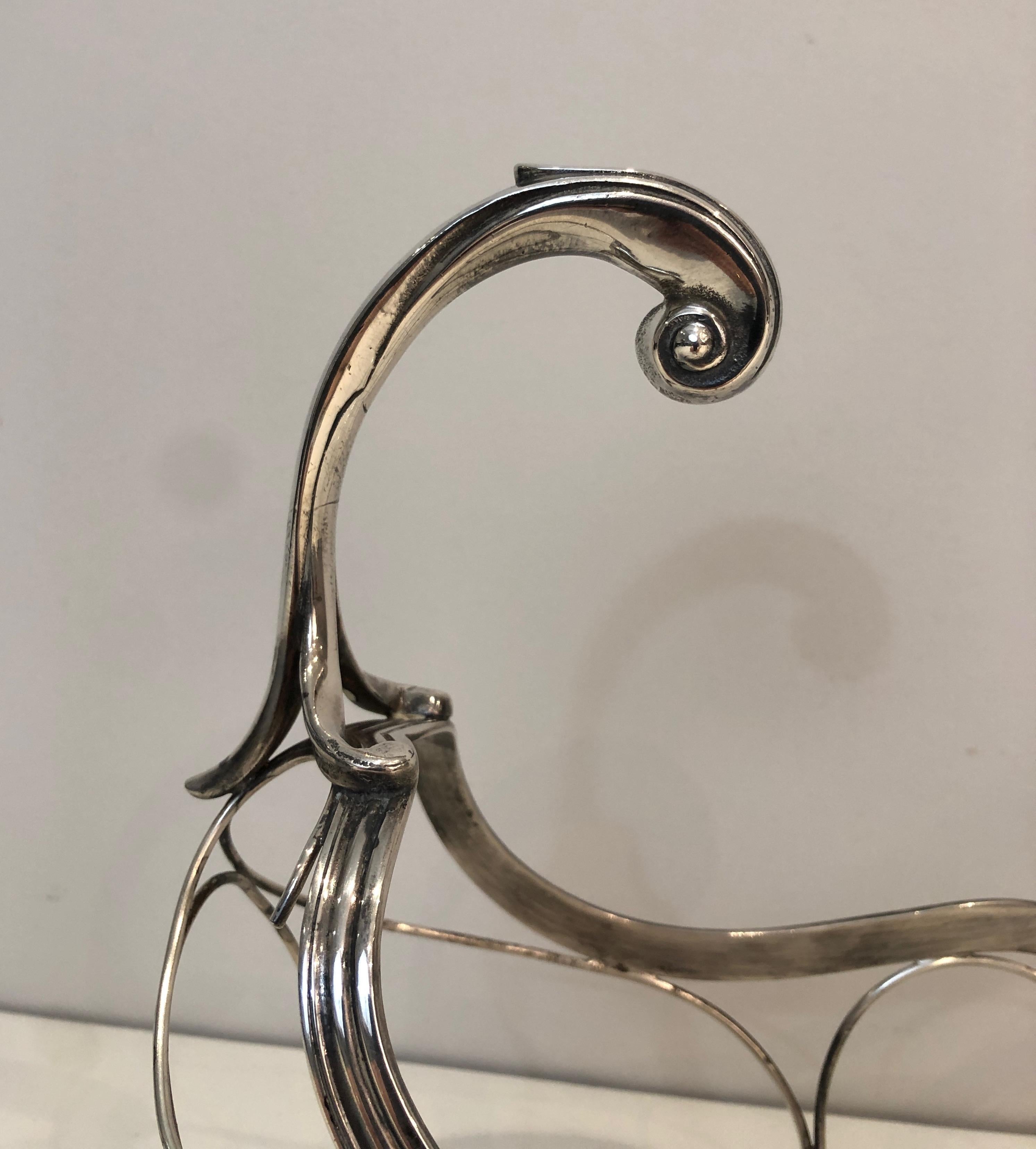 Portabotellas de metal plateado, francés, circa 1930 en venta 1