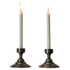 Silberne Metall-Kerzenständer, ca. 1930er Jahre