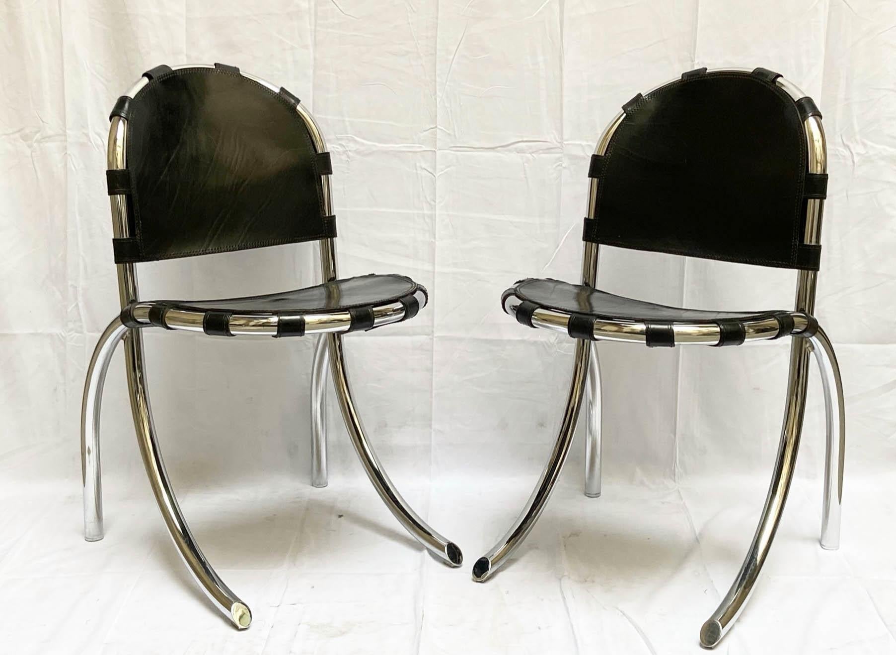 Italian Silver Metal Chairs Studio Tetrark Medusa 1960s Bazzani Made in Italy