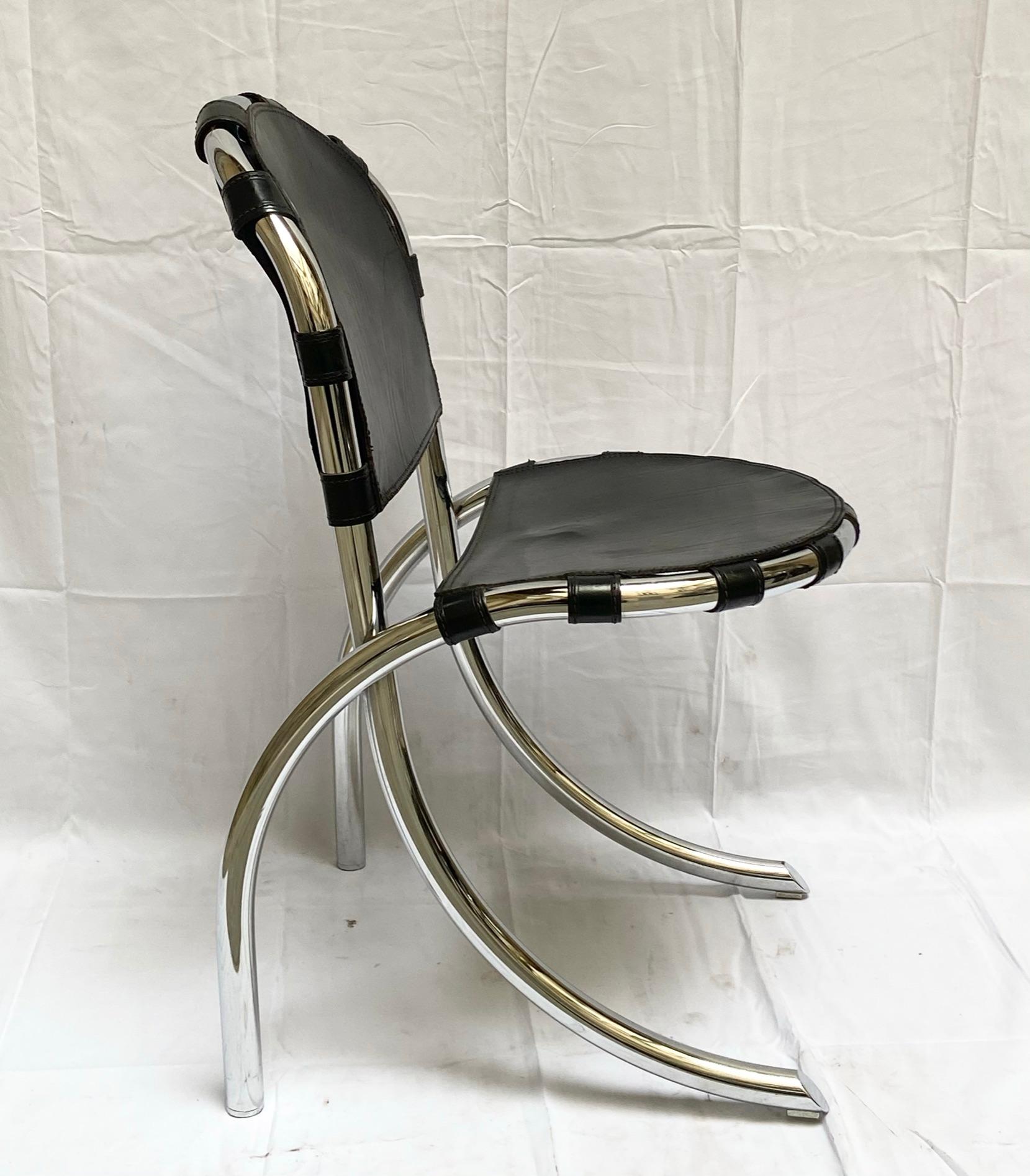 Mid-20th Century Silver Metal Chairs Studio Tetrark Medusa 1960s Bazzani Made in Italy