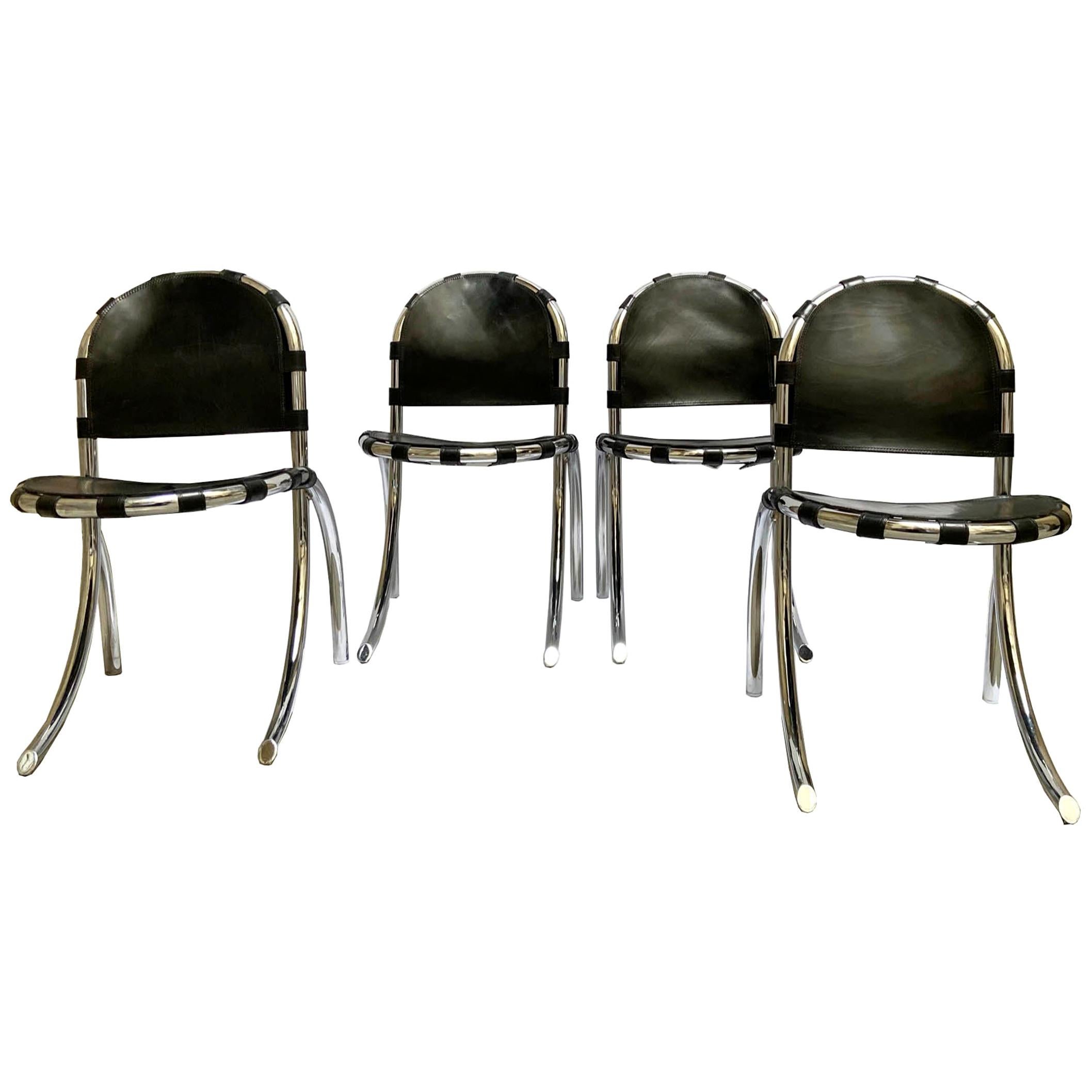 Silver Metal Chairs Studio Tetrark Medusa 1960s Bazzani Made in Italy