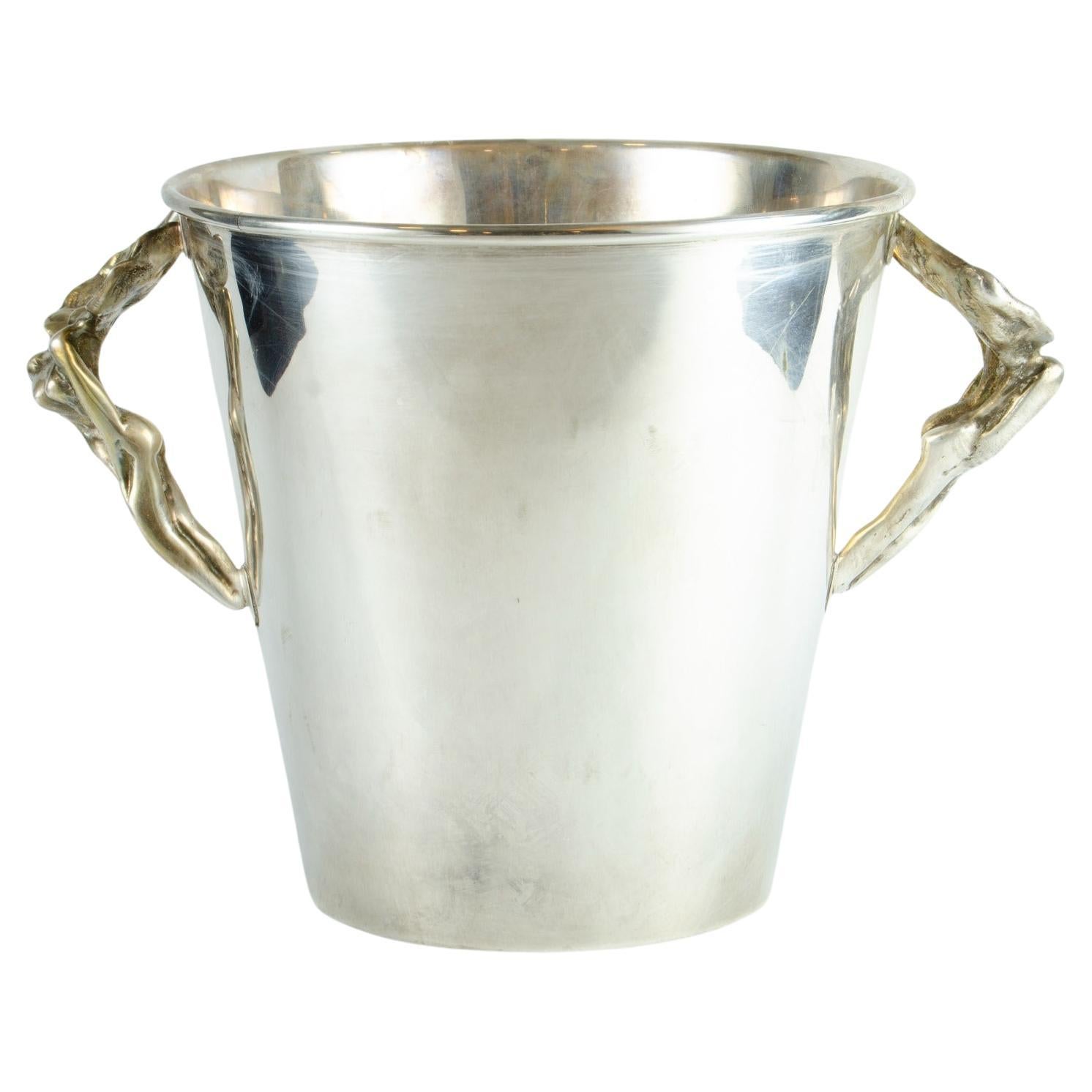 Silver metal champagne bottle by Antonio Pujia