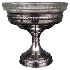 Antique Silver Metal Cup and Engraved Glass, 1900