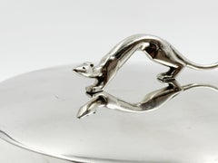 Zylindrische Schachtel aus Silber und Metall, signiert Hagenauer