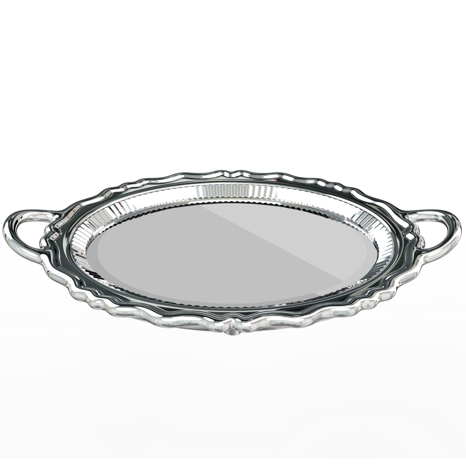 Contemporary Silver Metal Finish Plateau Mirror, Designed by Studio Job, Made in Italy For Sale