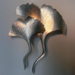 Applique a foglia di gingko in metallo argentato
