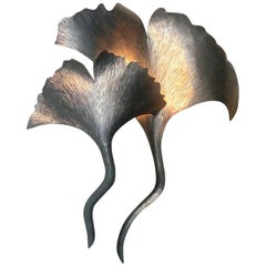 Silver Metal Gingko Leaf Wall Light