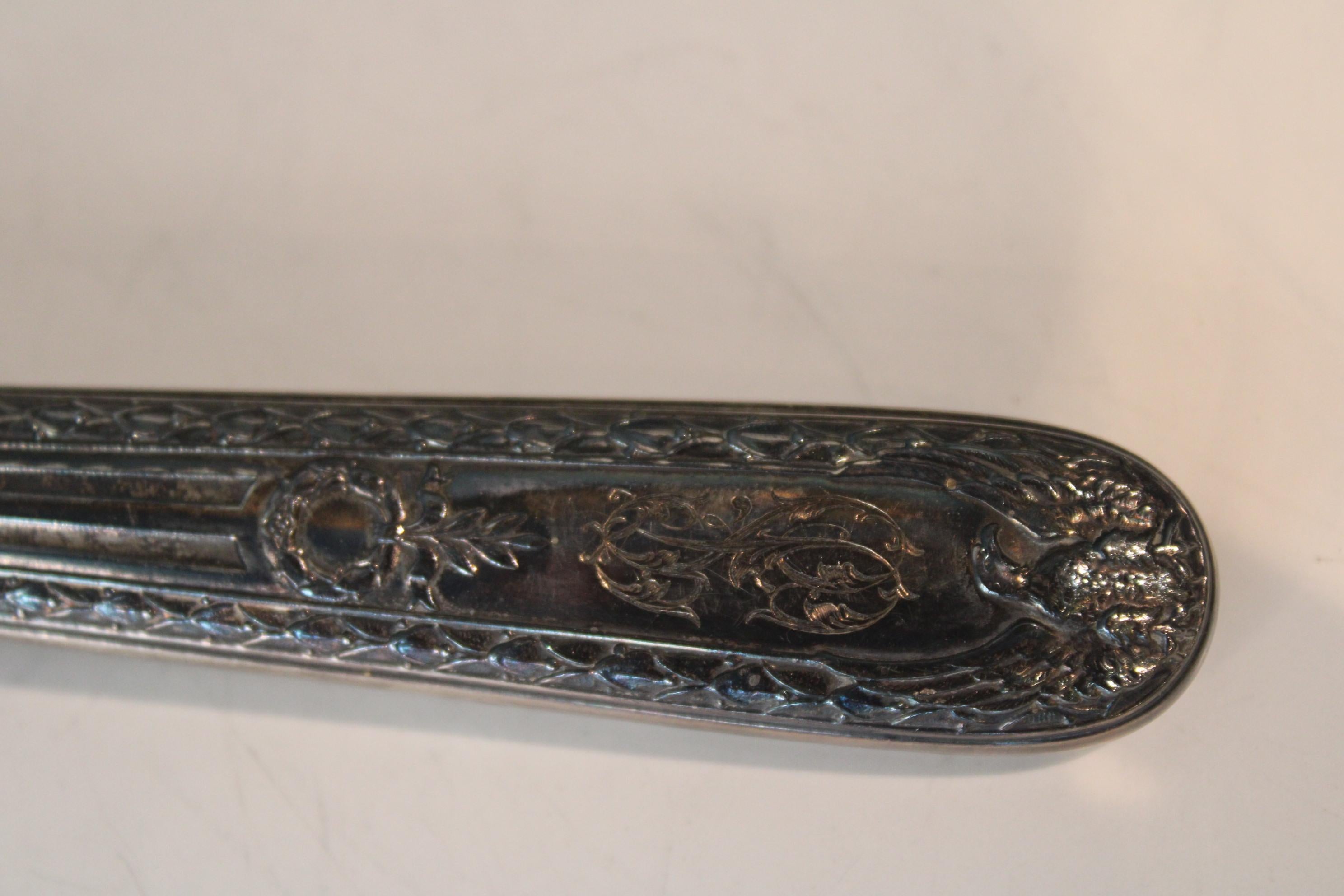 19th Century Silver metal gravy spoon in her box For Sale