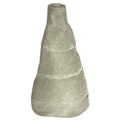 Silver Metal Hand Knitted Mesh Vase, Indonesia, Contemporary