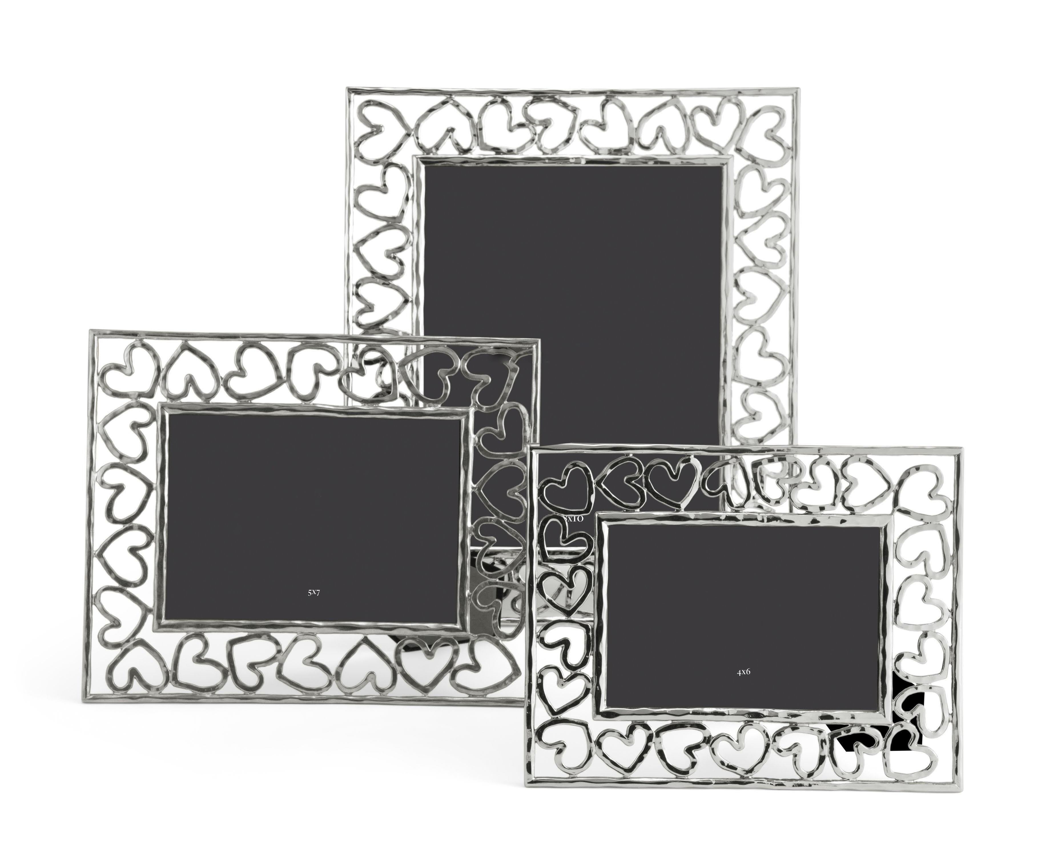 Silvered Silver Metal Heart Photo Frame, Large Model. For Sale