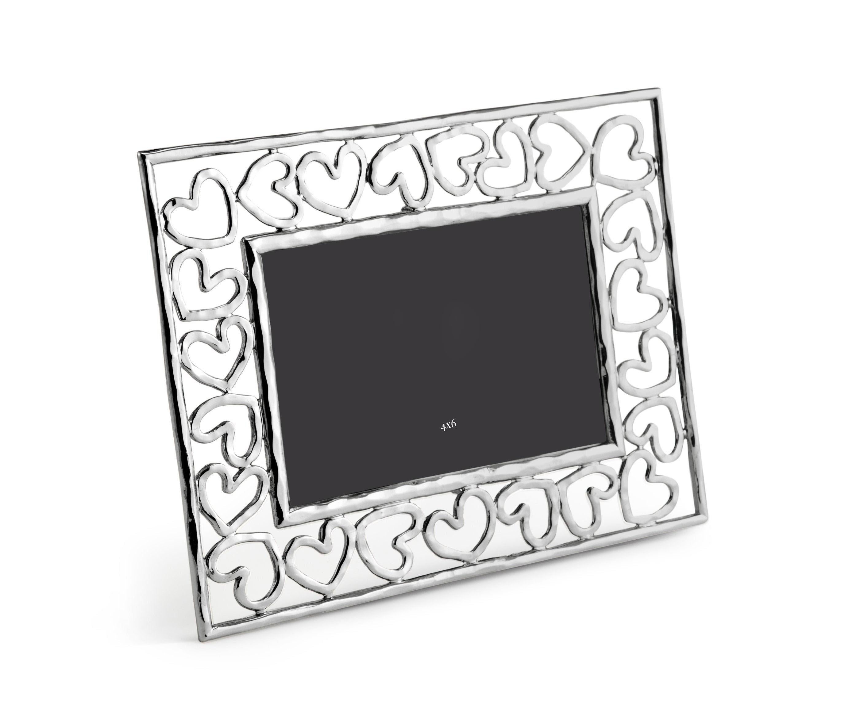 French Silver Metal Heart Photo Frame, Small Model. For Sale