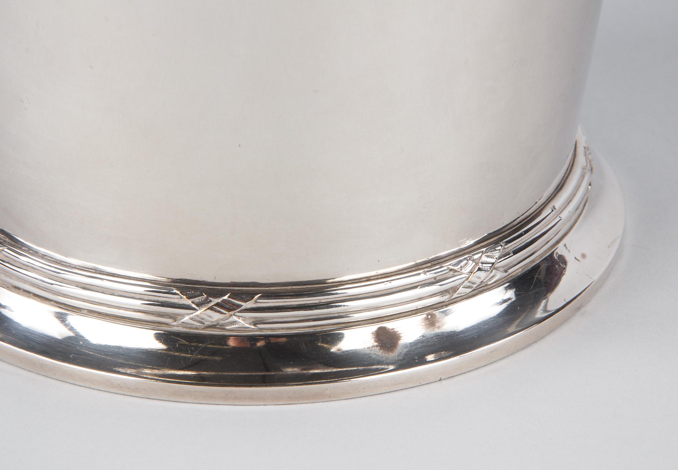 Silver Metal Ice Bucket with Top by Saglier Freres, France, 1940s 4