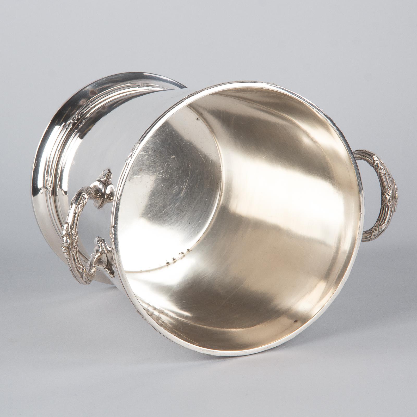 Silver Metal Ice Bucket with Top by Saglier Freres, France, 1940s 8