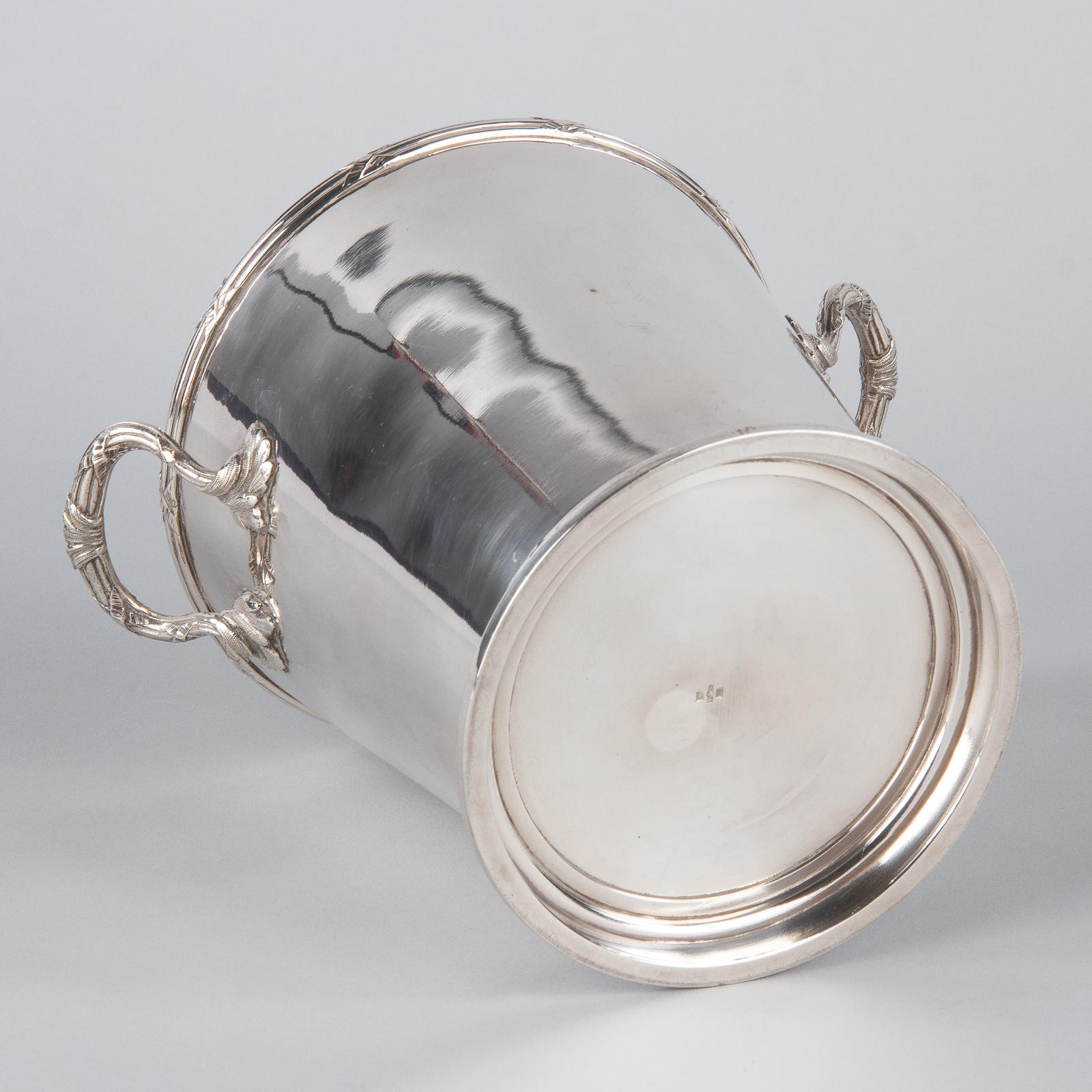 Silver Metal Ice Bucket with Top by Saglier Freres, France, 1940s 9