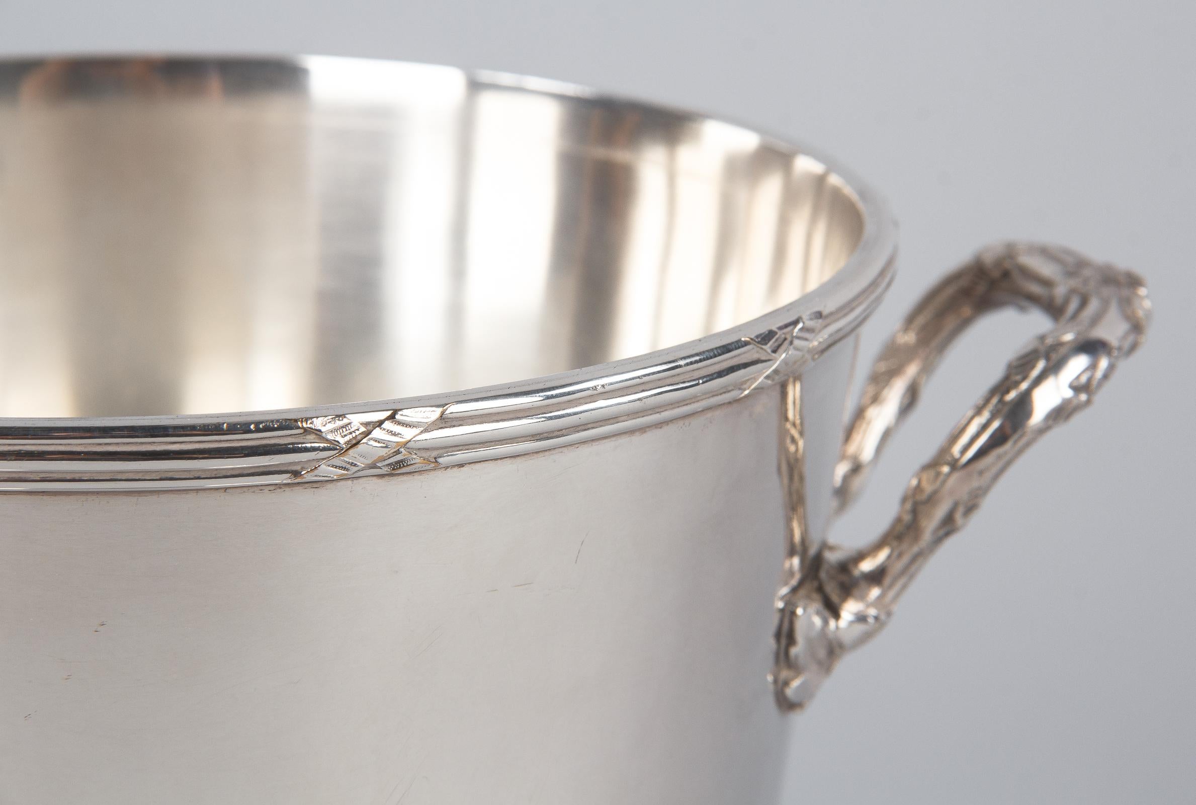 20th Century Silver Metal Ice Bucket with Top by Saglier Freres, France, 1940s