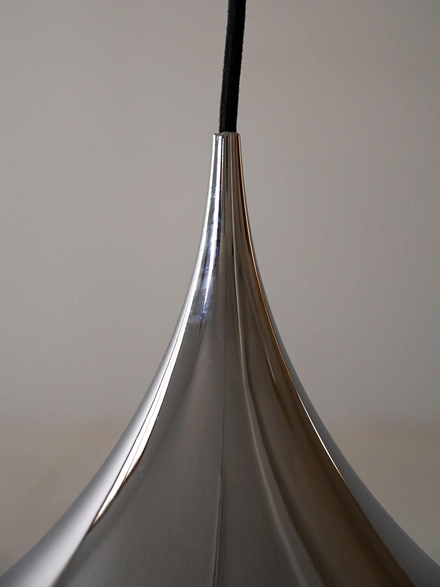 Late 20th Century Silver metal pendant lamp by Bonderup & Thorsten For Sale