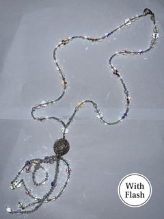 Silver Metal Round Drop Necklace by Daniel Swarovski