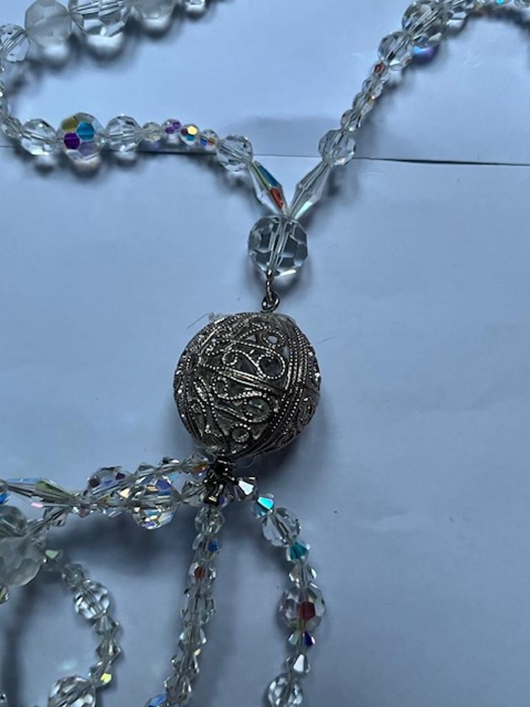 De las mujeres Silver Metal Round Drop Necklace by Daniel Swarovski en venta