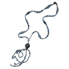 Silver Metal Round Drop Necklace by Daniel Swarovski