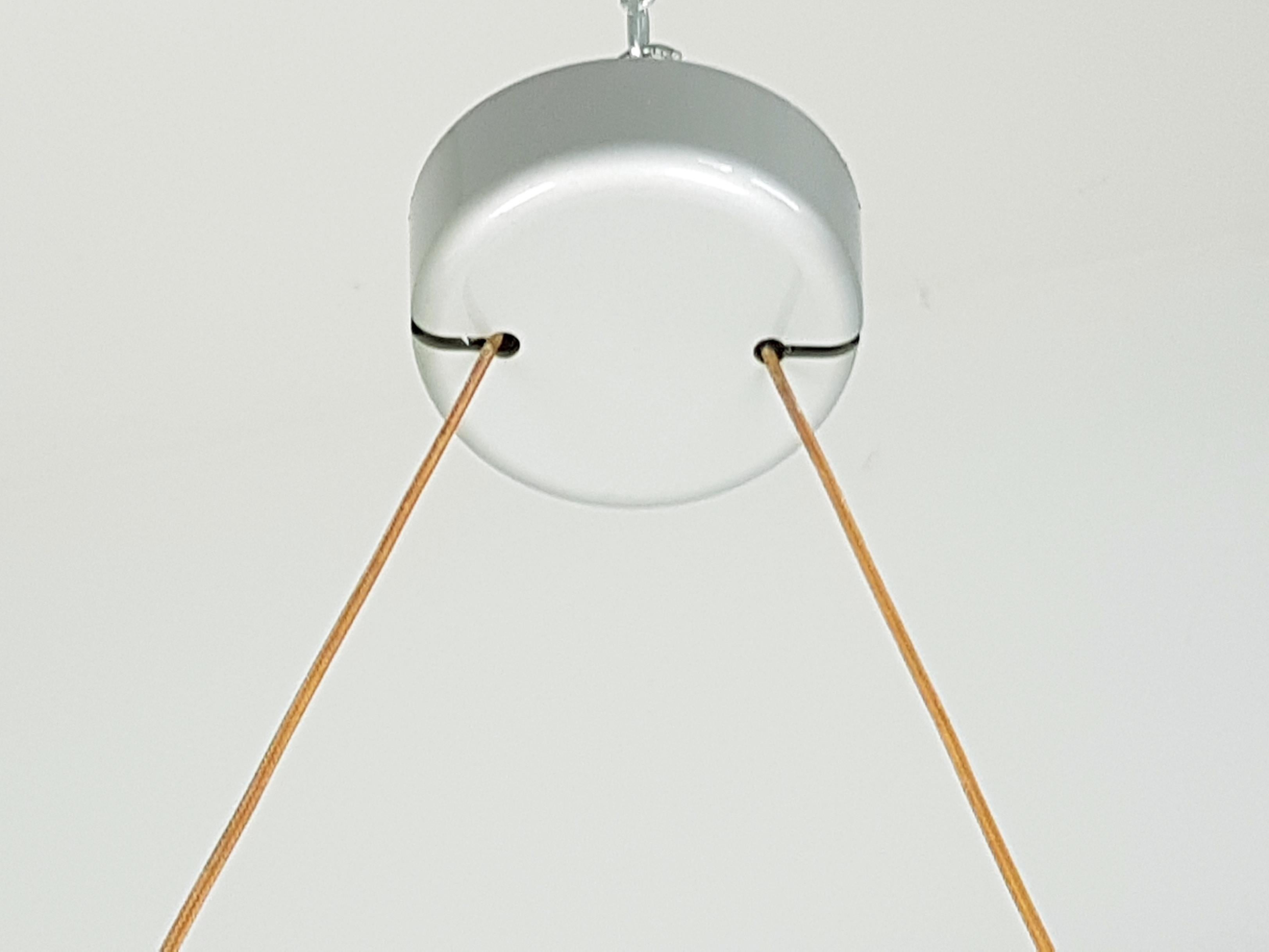 Silver Metal and Sandblasted Glass 1985 Cyclos Pendant by De Lucchi for Artemide For Sale 4