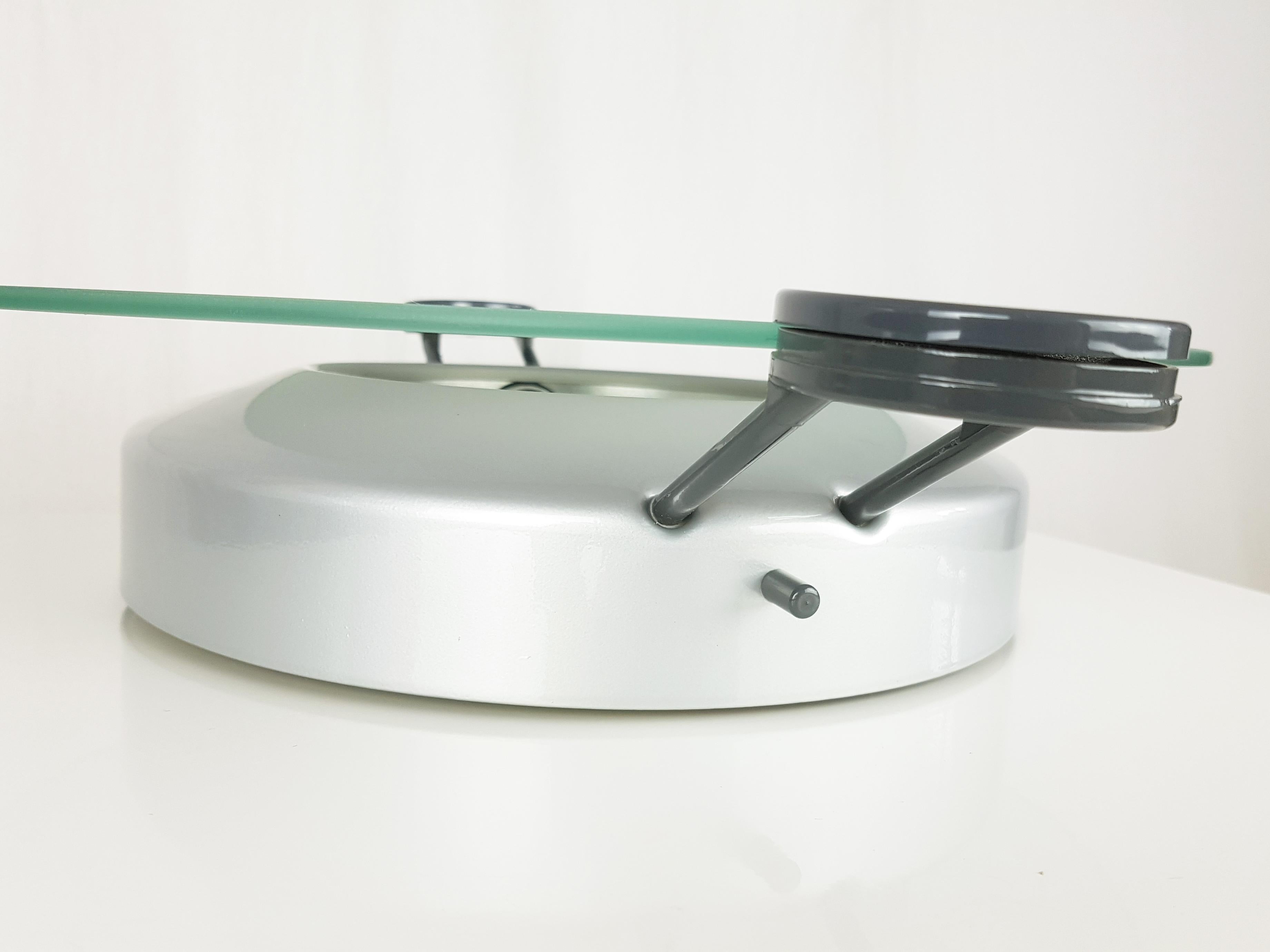 Lámpara de techo Cyclos '85 de metal plateado y vidrio arenado de De Lucchi para Artemide finales del siglo XX en venta