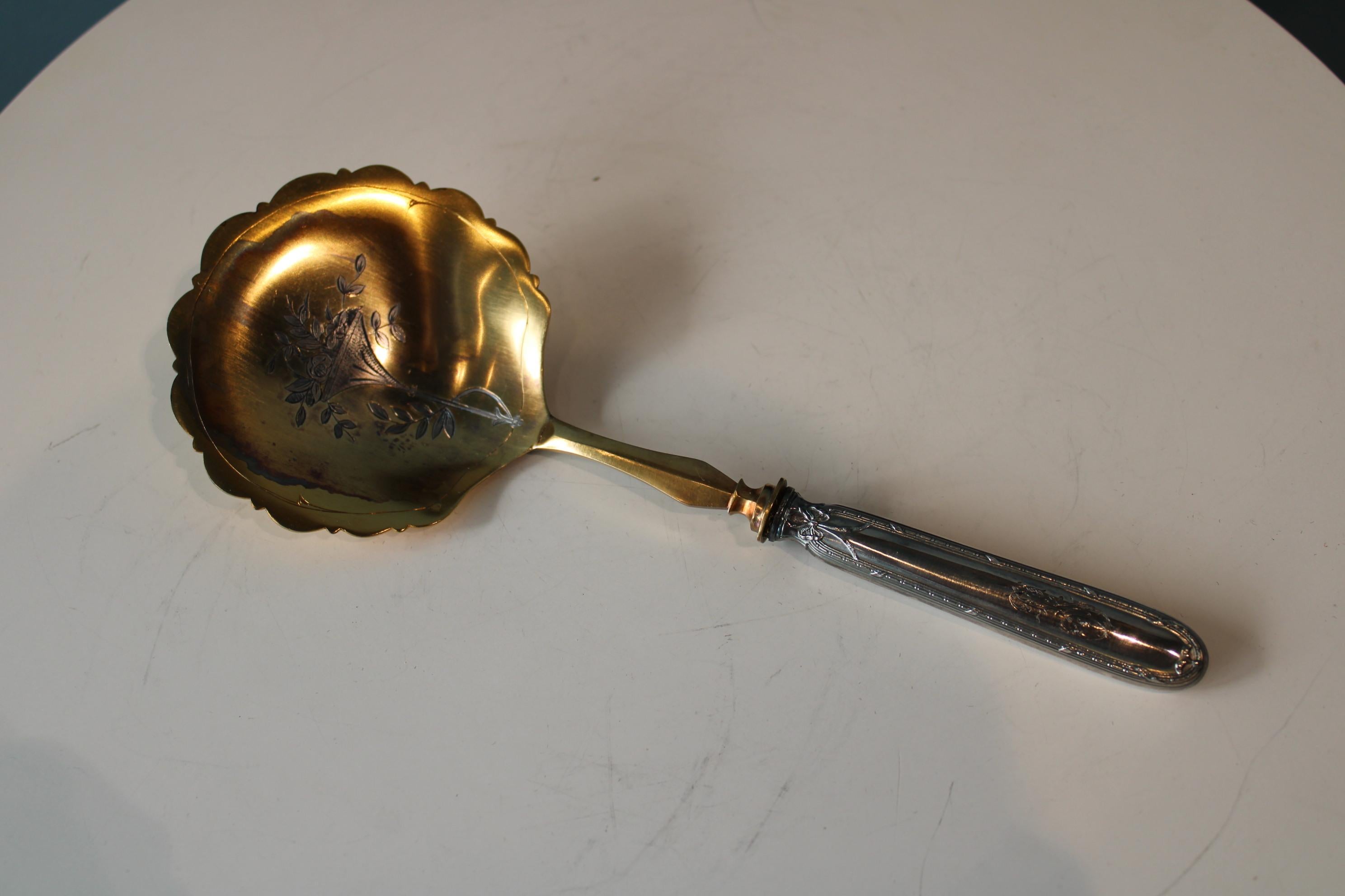 French Silver metal serving scoop in its box For Sale