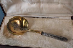 Antique Silver metal serving scoop in its box