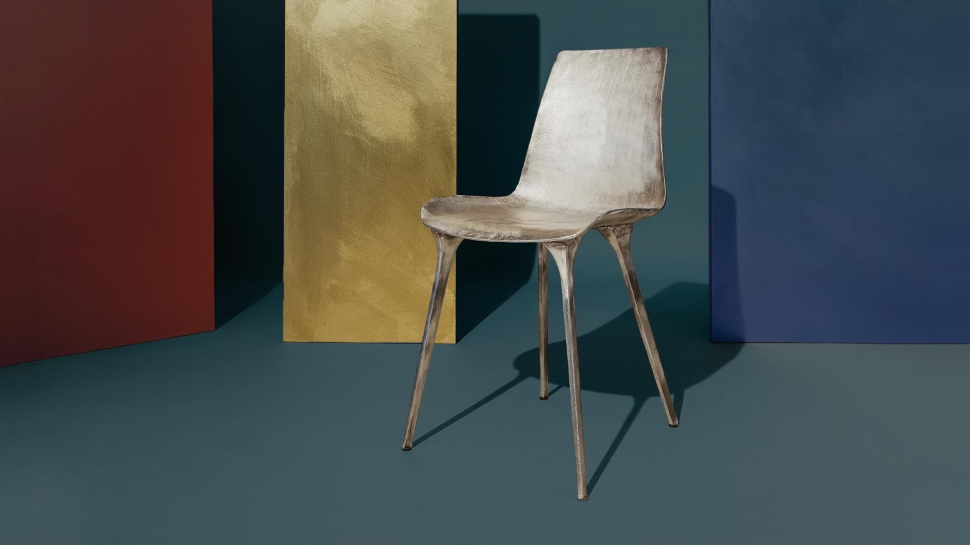 Contemporary Silver, Metal Sylvie Chair by Stefano Del Vecchio for Delvis Unlimited For Sale